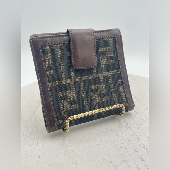 Fendi Handbags - FENDI Zucca Bifold Canvas Leather Wallet